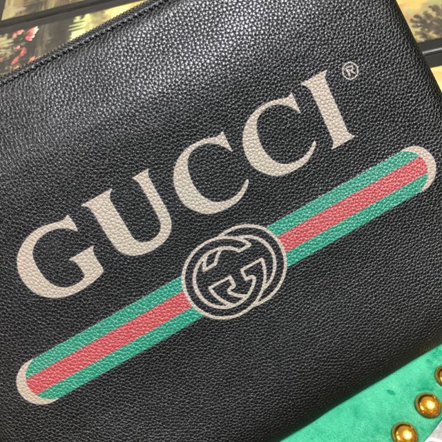 Gucci手包 572770 古馳2020新款 GUCCI古奇男士黑色全皮手拿包  gqy2111